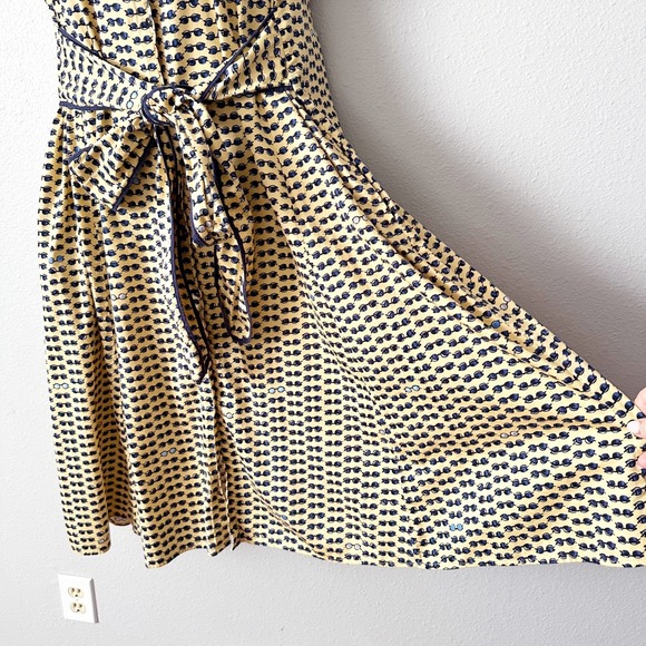 NIC+ZOE Sunglasses Print Sleeveless Belted Shirt Dress Yellow Navy Size XXL - Picture 4 of 14